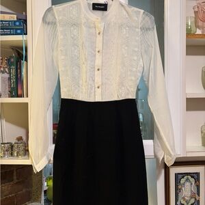 The Kooples Black and White Long Sleeve Dress